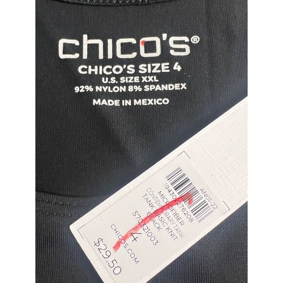 Chico's Microfiber Contemporary Tank Top Size 4 XXL Black NEW - Picture 4 of 5